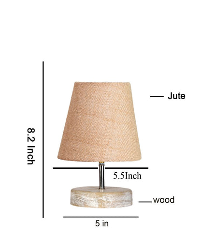 Antique Jute Round White Brushed Wood Table Lamp Beige