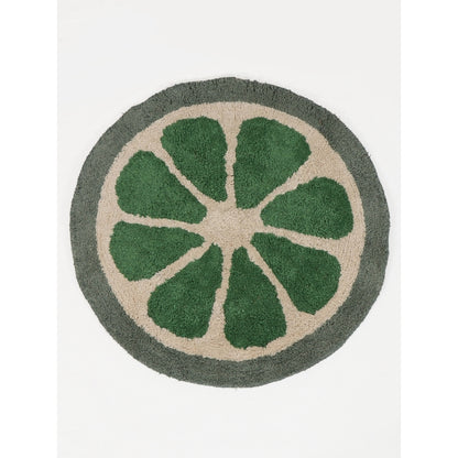 Lovely Multicolor Green Round Flower Design Tufted Rug | 2 Feet