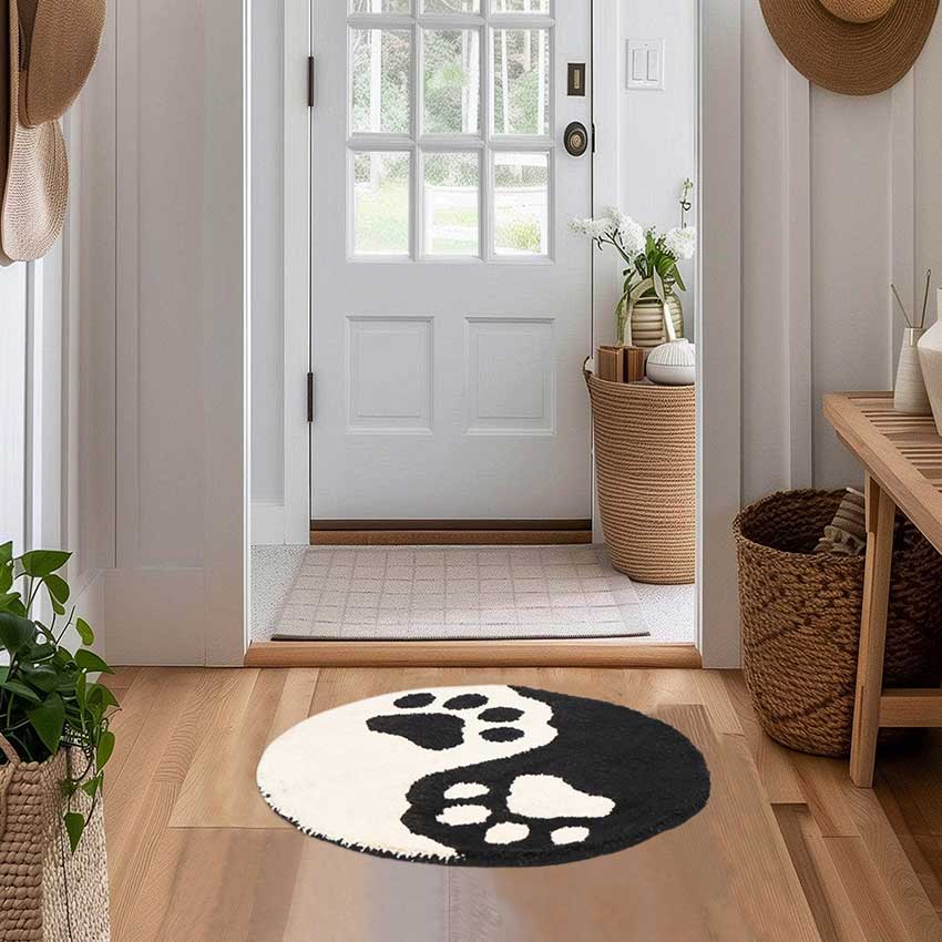 Playful Multicolor Paw Print Design Tufted Rug | 2 Feet