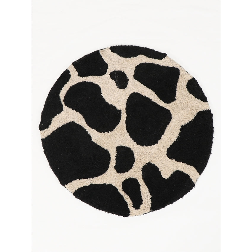 Sleek Multicolor Round Black Design Tufted Rug | 2 Feet