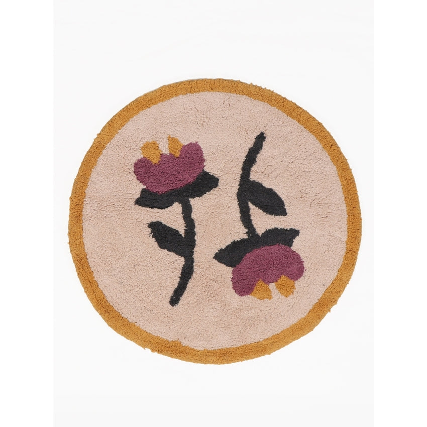 Charming Multicolor Two Flower Design Tufted Rug | 2 Feet