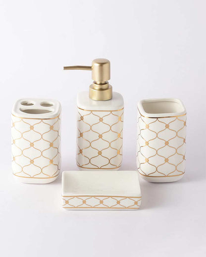 Beautiful Design White Shade Bath Accessory Set | Pack of 4