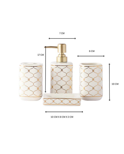 Beautiful Design White Shade Bath Accessory Set | Pack of 4