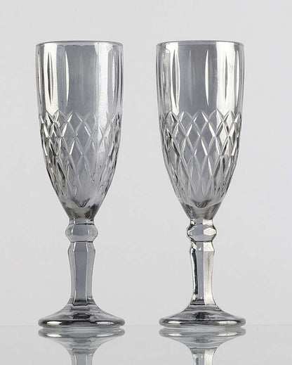 Beautiful Design Grey Shade Tinted Tall Goblet Glasses | Set of 6 | 2 x 7 inches | 110ml