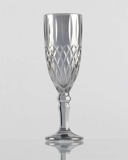 Beautiful Design Grey Shade Tinted Tall Goblet Glasses | Set of 6 | 2 x 7 inches | 110ml