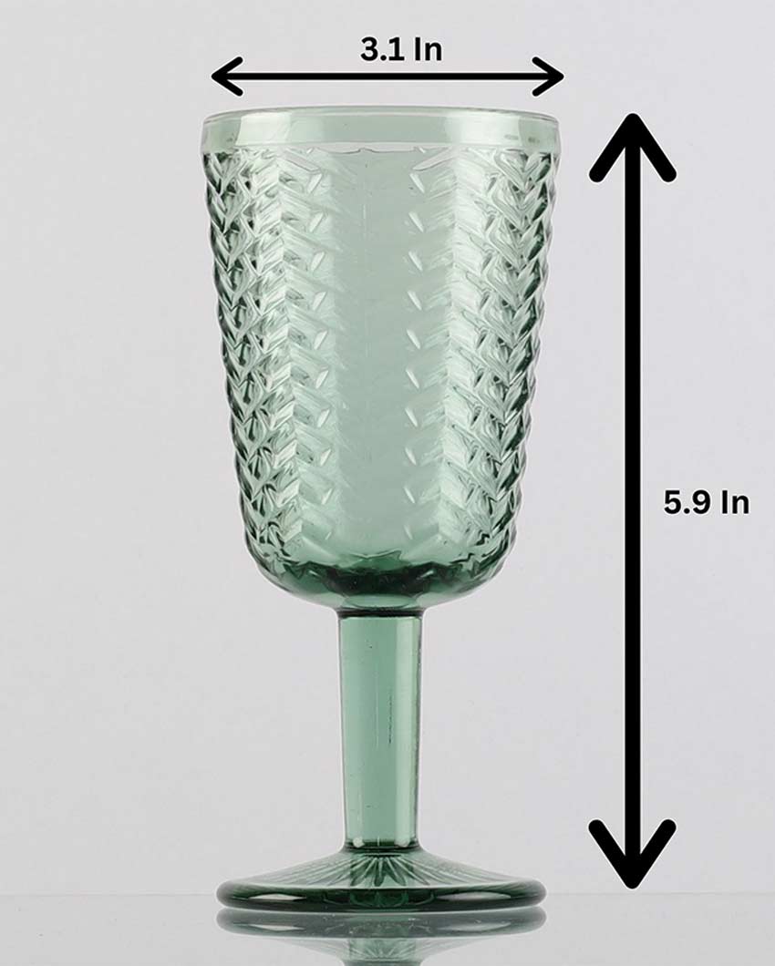 Elegant Design Green Shade Chevron Goblet Glasses | 3 x 6 inches | 250 ml