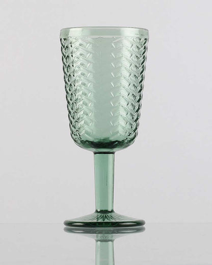 Elegant Design Green Shade Chevron Goblet Glasses | 3 x 6 inches | 250 ml