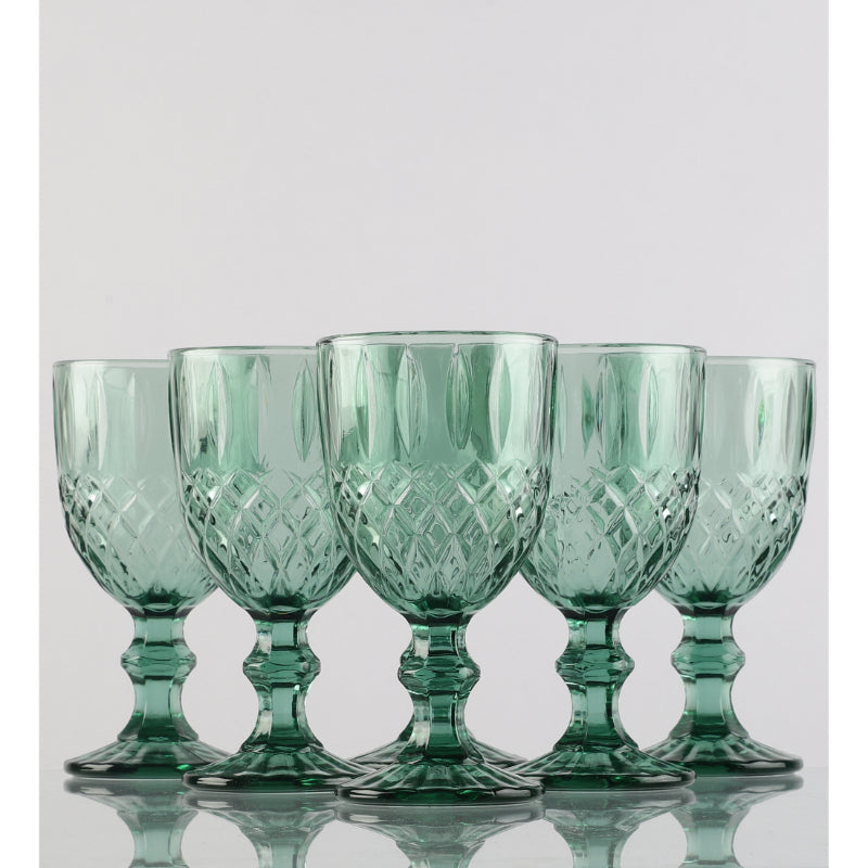 Tinted Cross Green Goblets | Set of 4, 6 Set of 6