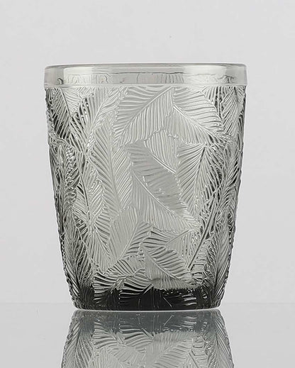 Beautiful Design Grey Shade Leaf Emboss Glasses | 3 x 4 inches | 300ml