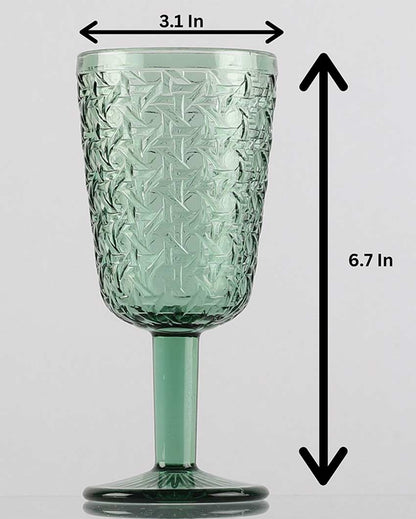 Beautiful Design Green Shade Chevron Goblet Glasses | 3 x 7 inches | 300 ml