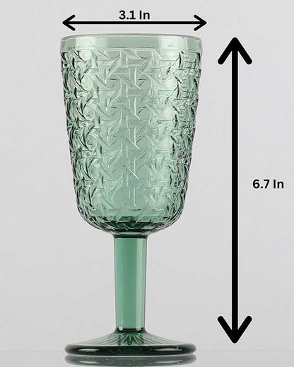 Beautiful Design Green Shade Chevron Goblet Glasses | 3 x 7 inches | 300 ml