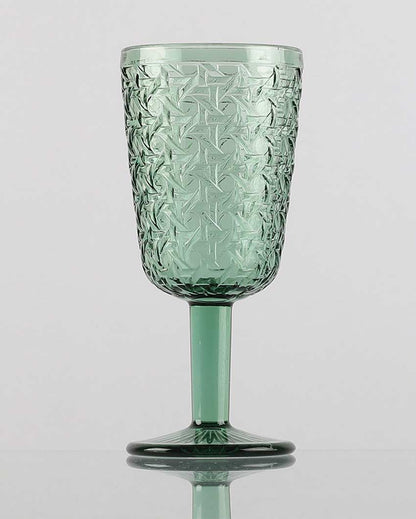 Beautiful Design Green Shade Chevron Goblet Glasses | 3 x 7 inches | 300 ml