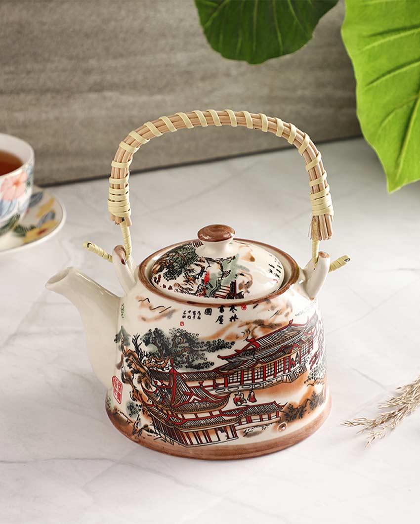 Elegant Design Multicolor Ceramic Hut Kettle | 7 x 6 inches