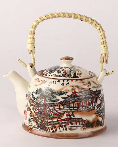 Elegant Design Multicolor Ceramic Hut Kettle | 7 x 6 inches