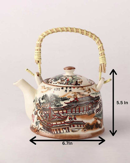 Elegant Design Multicolor Ceramic Hut Kettle | 7 x 6 inches