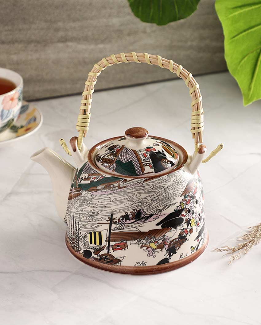 Beautiful Design Multicolor Ceramic Snow Kettle | 7 x 6 inches