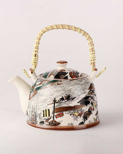 Beautiful Design Multicolor Ceramic Snow Kettle | 7 x 6 inches