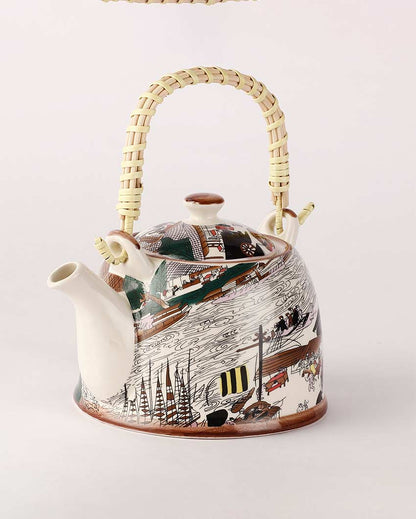 Beautiful Design Multicolor Ceramic Snow Kettle | 7 x 6 inches