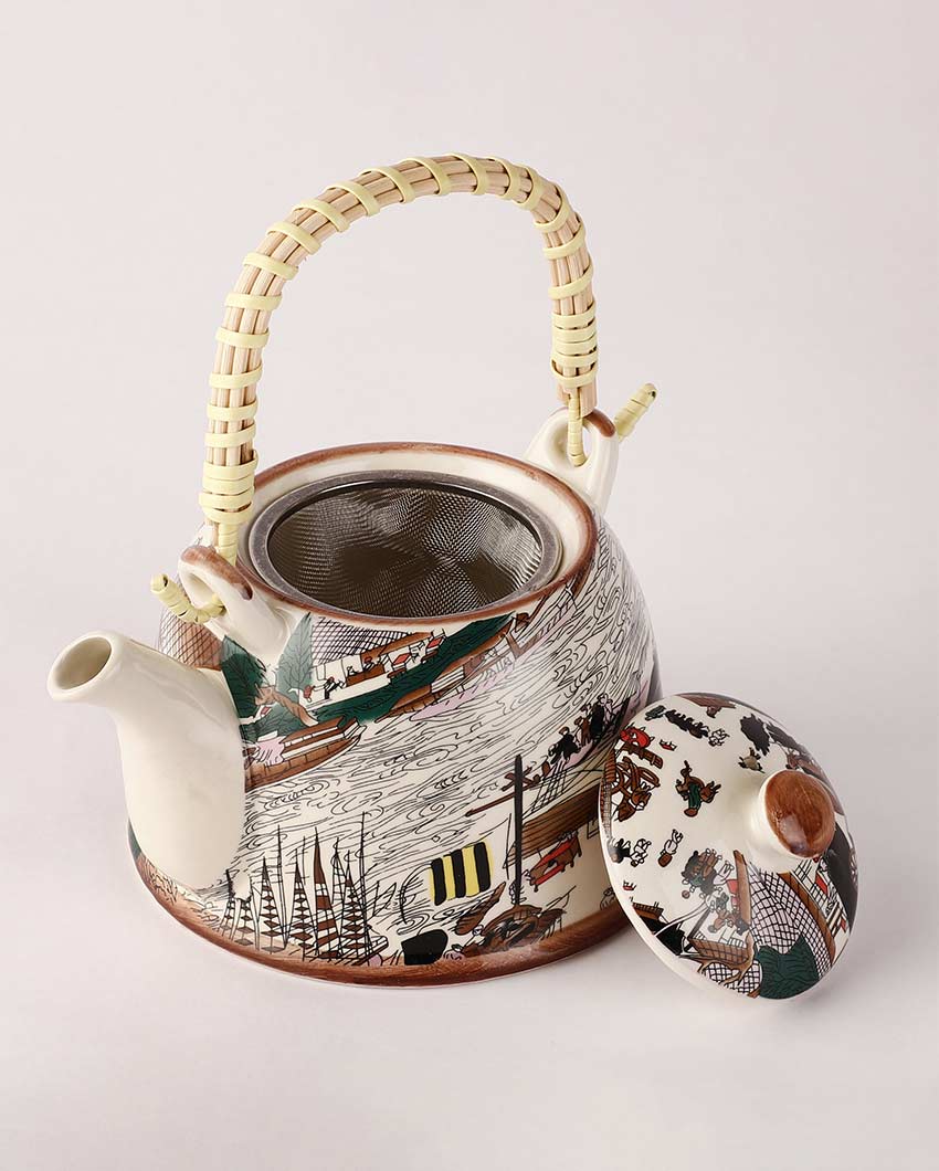 Beautiful Design Multicolor Ceramic Snow Kettle | 7 x 6 inches