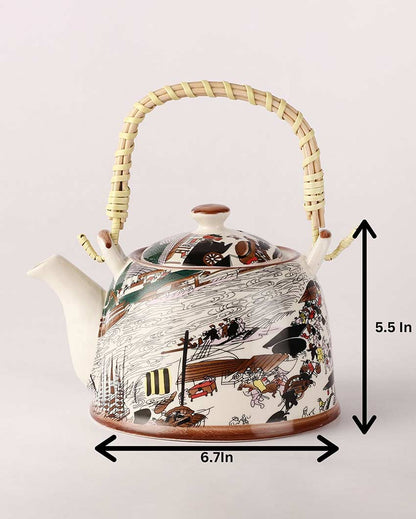 Beautiful Design Multicolor Ceramic Snow Kettle | 7 x 6 inches