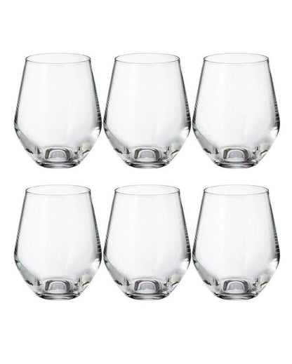 Bohemia Crystal's Grus Crystal Whiskey Glasses Lead Free | Set of 6 | 3 x 4 inches | 350ml