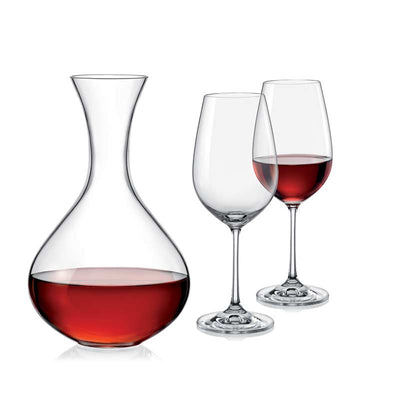 Bohemia Crystal Decanter with 2 Wine Glass  | Set Lead free |  | Set of 3