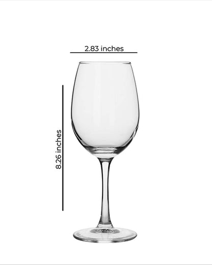 Elegant Design Transparent Shade Crystal Wine Glasses | Set of 6 | 3 x 8 inches | 350ml