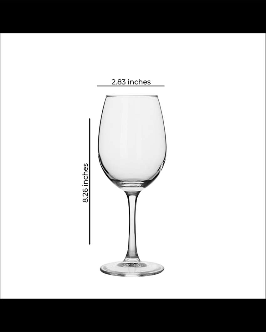 Elegant Design Transparent Shade Crystal Wine Glasses | Set of 6 | 3 x 8 inches | 350ml