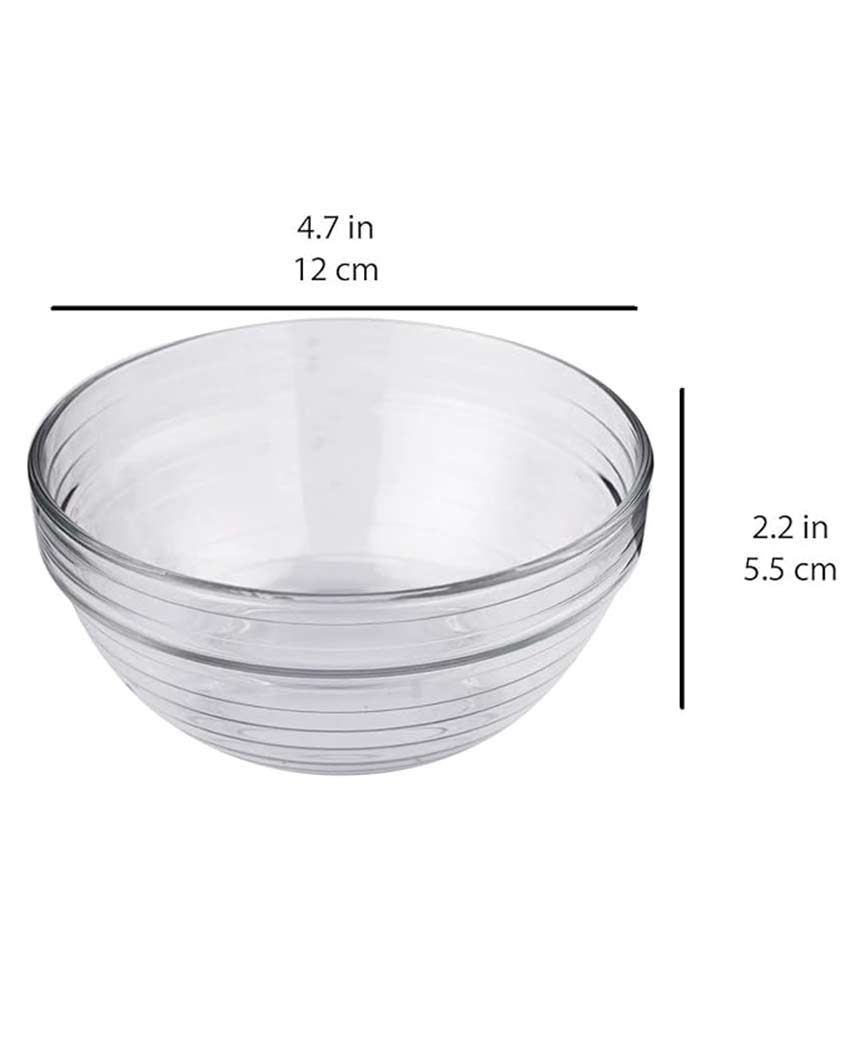 Premium Build Transparent Shade Stackable Bowl | Set of 6 | 5 x 2 inches | 370ml