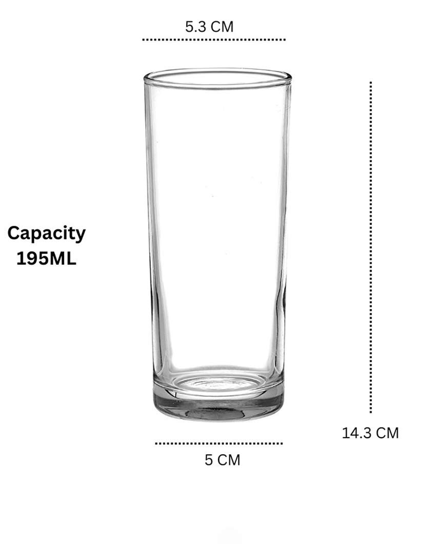 Beautiful Design Transparent Shade Classico Glasses | Set of 6 | 3 x 3 inches | 195ml