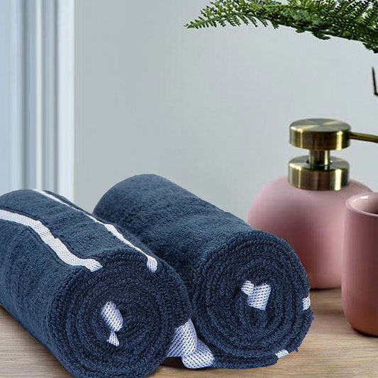 Desteiny Hand Towel | Set Of 2 | Multiple Colors Navy
