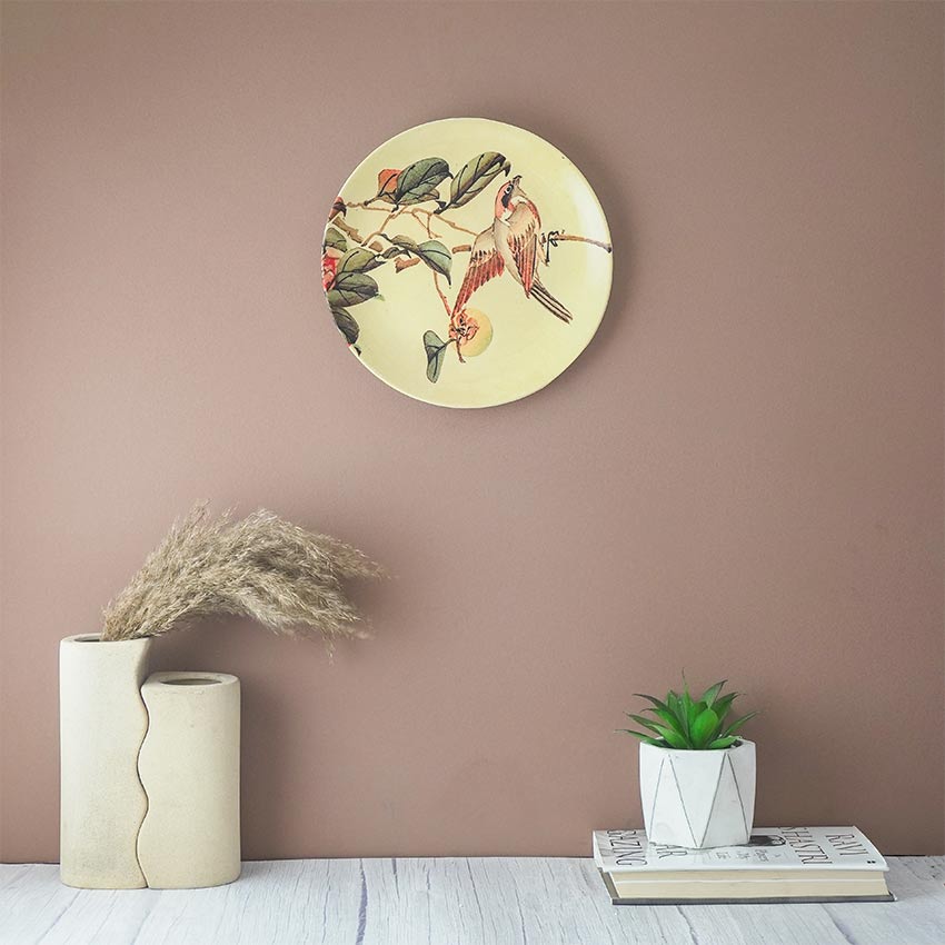 Charming Bird on a Tree Design Multicolor Ceramic Wall Plate | 10 inches