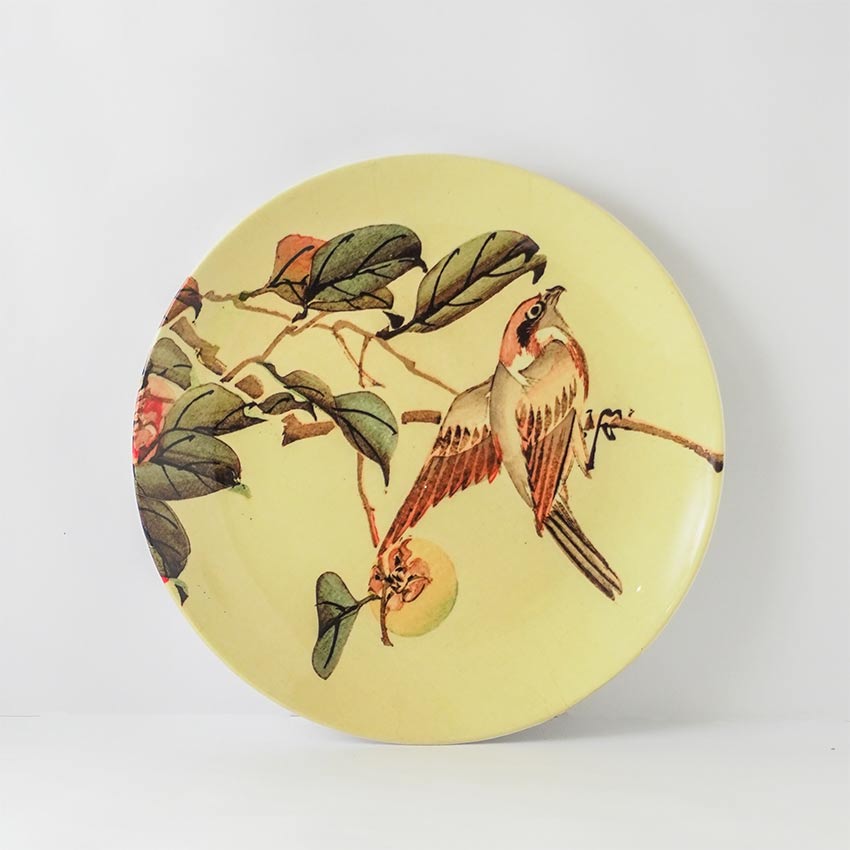 Charming Bird on a Tree Design Multicolor Ceramic Wall Plate | 10 inches