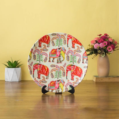 Beautiful Elephant Multicolor Ceramic Wall Plate | 10 inches