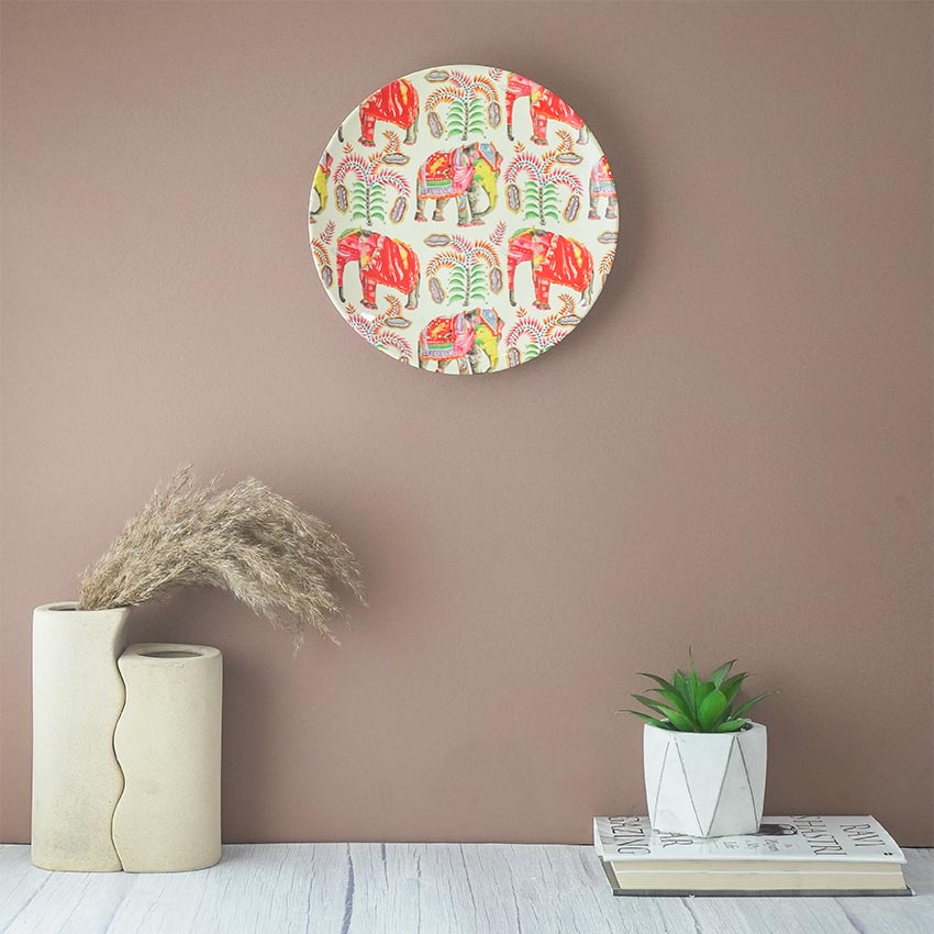 Beautiful Elephant Multicolor Ceramic Wall Plate | 10 inches