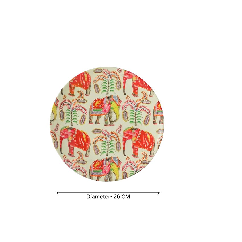 Beautiful Elephant Multicolor Ceramic Wall Plate | 10 inches