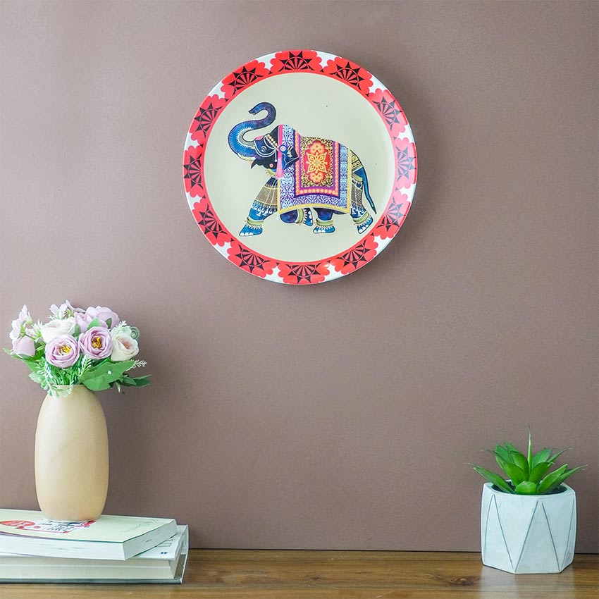 Amazing Multicolor Elephant Design Ceramic Wall Plate | 10 inches