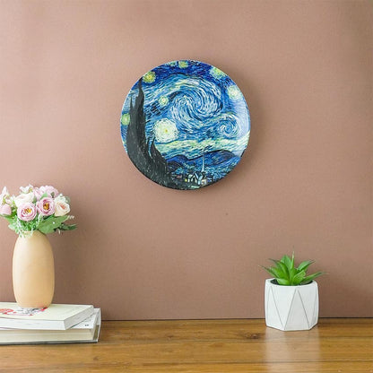 Artistic Van Gogh Design Ceramic Blue Wall Plate | 10 inches