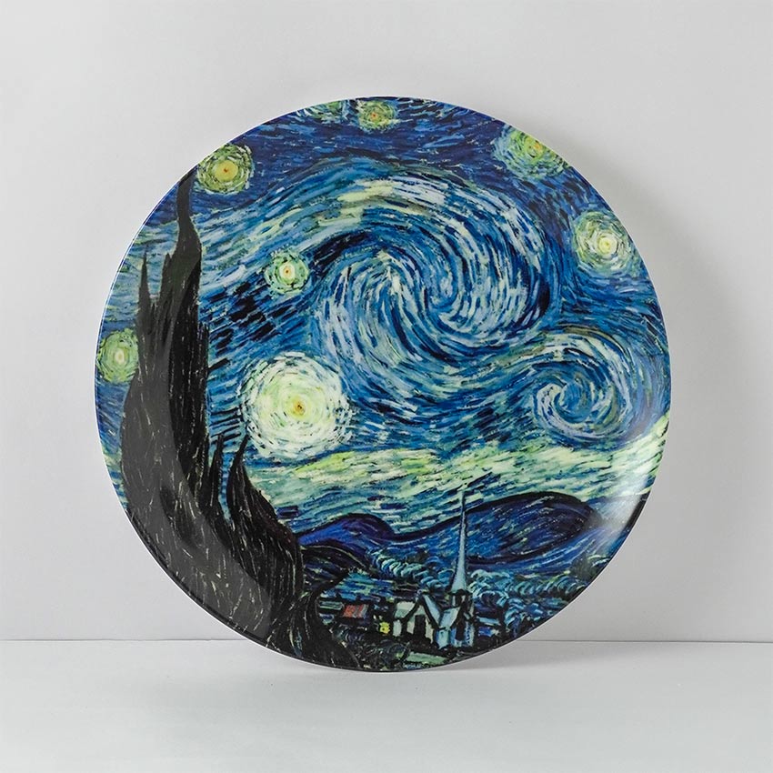 Artistic Van Gogh Design Ceramic Blue Wall Plate | 10 inches