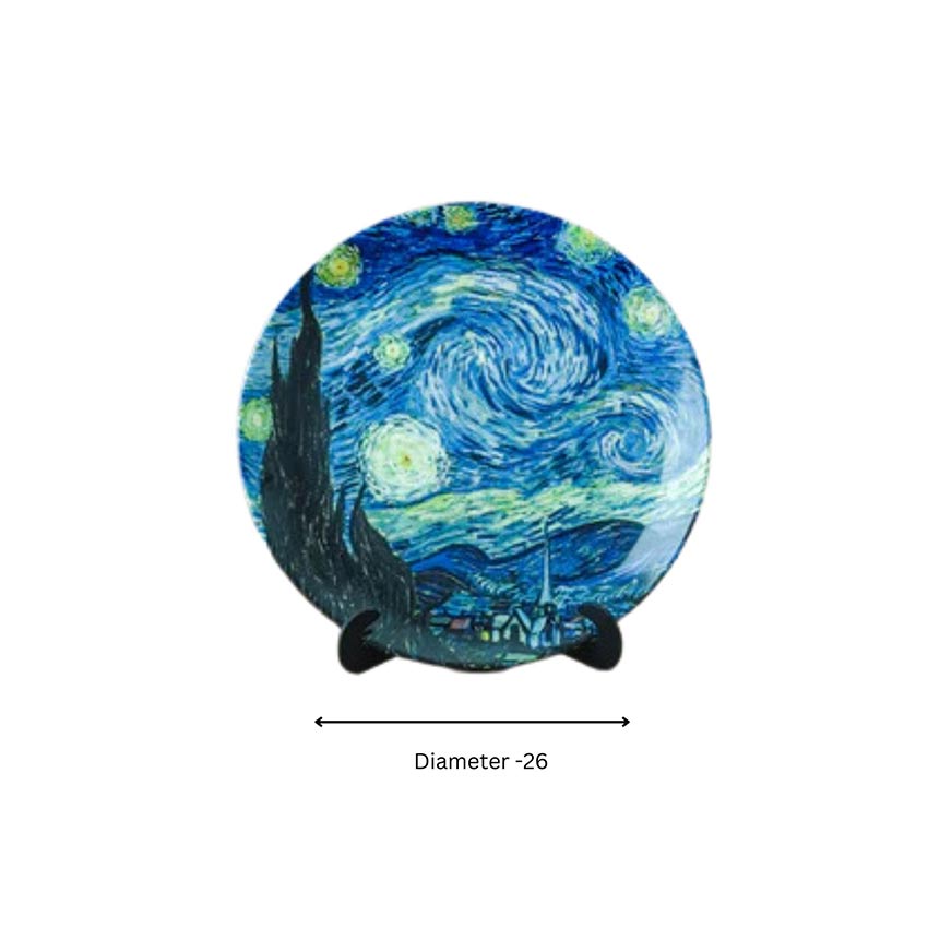 Artistic Van Gogh Design Ceramic Blue Wall Plate | 10 inches