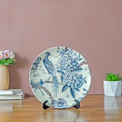 Artistic Printed Decorative Blue Ceramic Wall Plates | 10 inches