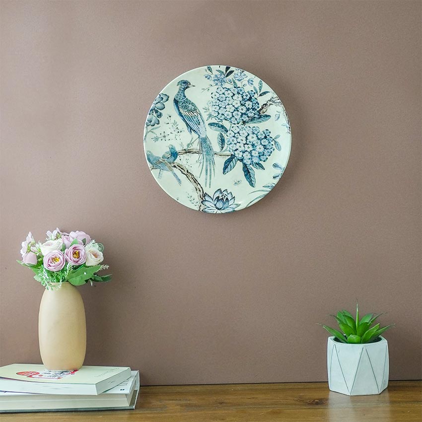 Artistic Printed Decorative Blue Ceramic Wall Plates | 10 inches