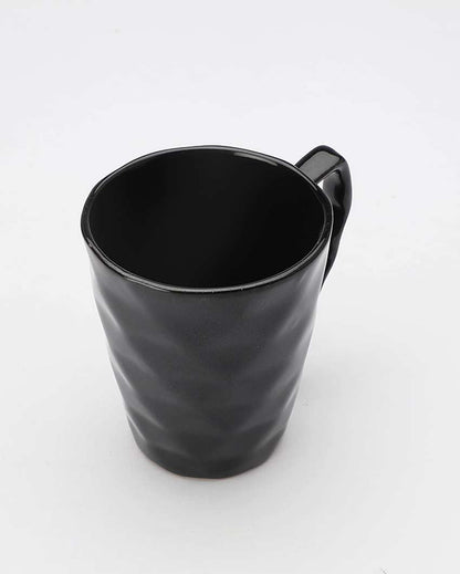 Beautiful Design Ceramic Elegant Black Coffee Mug | Set of 4 | 3 x 4 inches | 300ml