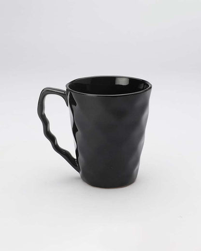 Beautiful Design Ceramic Elegant Black Coffee Mug | Set of 4 | 3 x 4 inches | 300ml