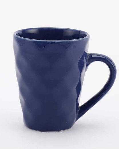 Elegant Design Ceramic Flowy Blue Mug | Set Of 6 | 4 x 5 inches