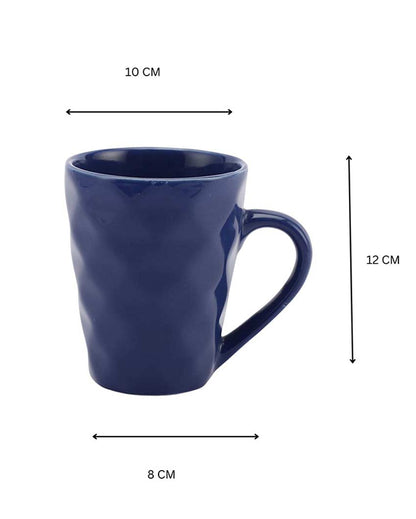 Elegant Design Ceramic Flowy Blue Mug | Set Of 6 | 4 x 5 inches