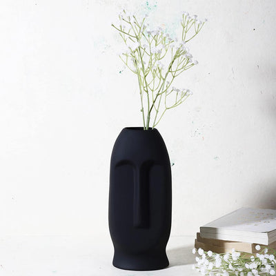 Elegant & Durable Face Design Ceramic Vase Without Flower | 5 x 4 x 11 inches