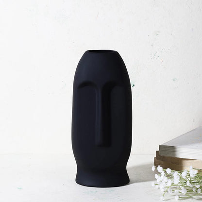 Elegant & Durable Face Design Ceramic Vase Without Flower | 5 x 4 x 11 inches