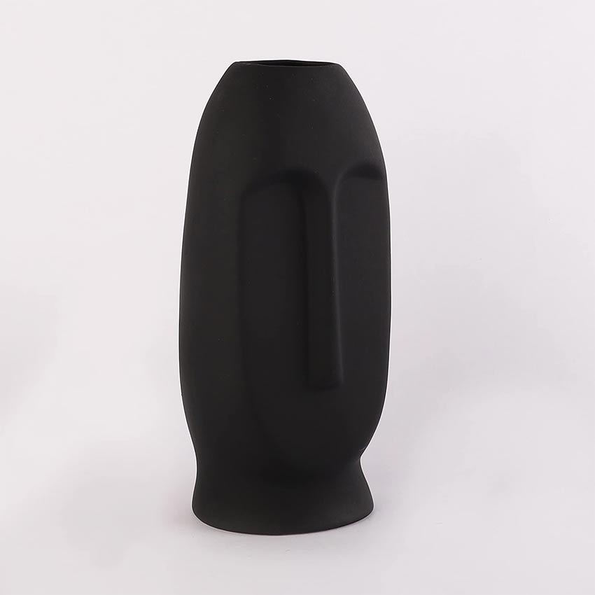 Elegant & Durable Face Design Ceramic Vase Without Flower | 5 x 4 x 11 inches