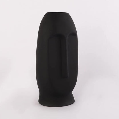 Elegant & Durable Face Design Ceramic Vase Without Flower | 5 x 4 x 11 inches